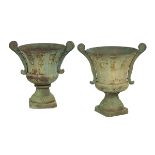 Pair of Continental Cast Iron Garden Urns