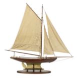 Mahogany and Brass Model of a Racing Yacht