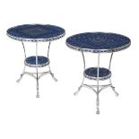 Pair of Silvered Bronze and Lapis Lazuli Tables