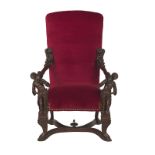 Continental Carved Mahogany Blackamoor Armchair