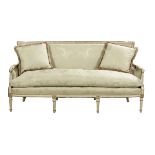 Louis XVI-Style Polychrome and Parcel-Gilt Sofa