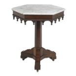 American Gothic Revival Marble-Top Side Table