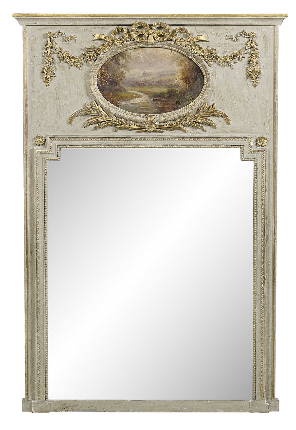 Louis XVI-Style Painted Trumeau Mirror