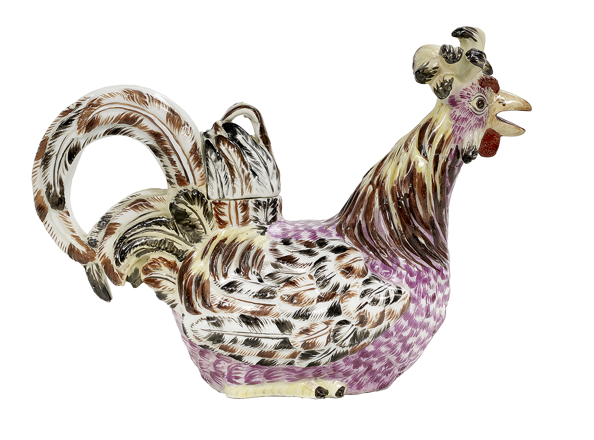 Rare Meissen Porcelain Cockerel-Form Tea Pot