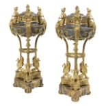 Pair of French Bronze and Marble Brule-Parfums