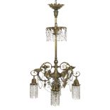 French Brass and Crystal Chandelier