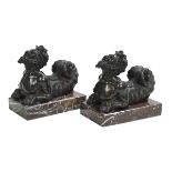 Pair of Bronze and Marble Chenets