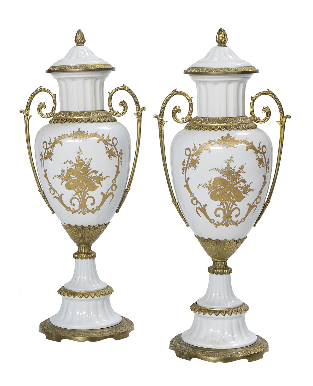 Pair of French Porcelain Garniture Urns