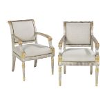 Pair of Directoire-Style Polychrome Fauteuils