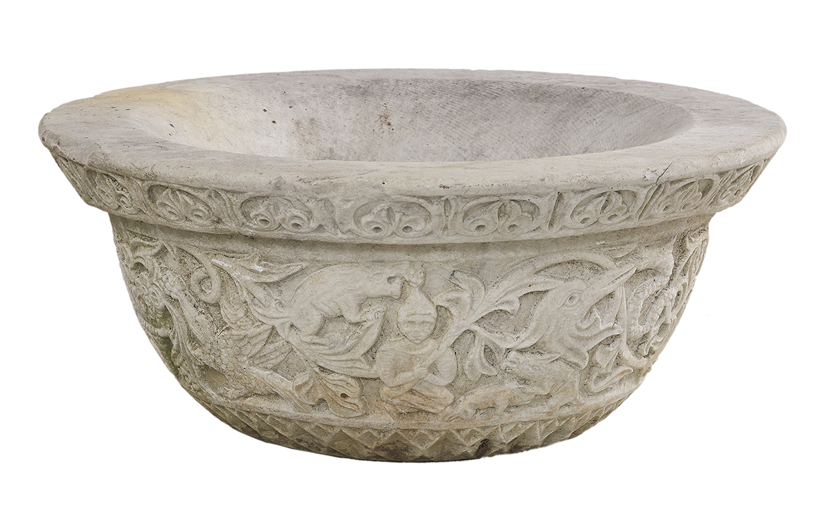 Middle Eastern Carved Marble Basin