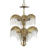 Gilt-Bronze Palm- and Ribbon-Molded Chandelier