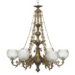 Brass Rococo Revival Gasolier