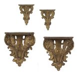 Two Pairs of Continental Giltwood Wall Brackets
