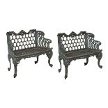 Pair of American Cast Iron Garden Benches