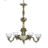 American Neo-Grec Bronze Chandelier