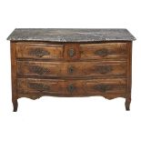 Regence-Style Fruitwood and Marble-Top Commode