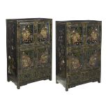 Pair of Chinese Export-Style Lacquered Cabinets