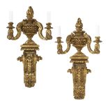 Pair of Monumental Regence-Style Giltwood Sconces