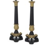 Pair of French Empire-Style Bronze Candlesticks