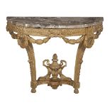 Louis XVI-Style Marble-Top Demi-lune Console