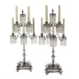 Pair of Continental Silver-Plated Candelabra