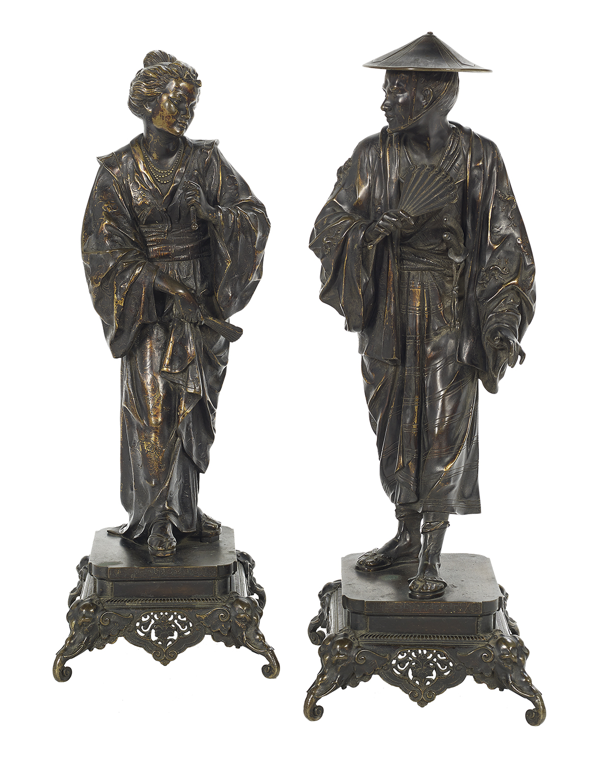 Pair of French Bronze Chinoiserie Figures