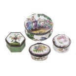 Four English Enamel Boxes