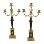 Pair of Egyptian Revival Bronze Candelabra