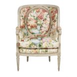 Louis XVI-Style Polychrome Bergere avec Oreilles