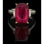 Rubellite and Diamond Ring