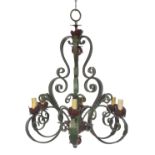 French Painted Metal Chandelier
