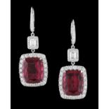 Stunning Rubellite and Diamond Earrings