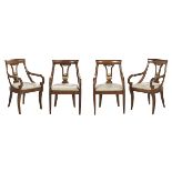 Two Pairs of Mahogany and Parcel-Gilt Armchairs