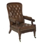 William IV Leather Mechanical Library Chair