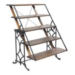 Chestnut and Cast Iron Metamorphic Table/Etagere