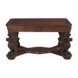 Late Victorian Carved Mahogany Library Table