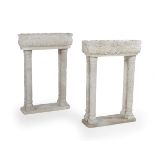 Pair of Italian Carved Marble Planters