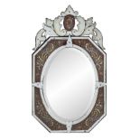 Italian Cut and Enameled Venetian Mirror