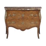 Louis XV-Style Kingwood and Burled Elm Commode