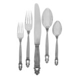 Set of Jensen "Acorn" Sterling Silver Flatware