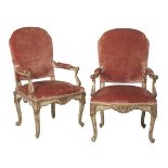 Pair of Louis XV-Style Polychrome Fauteuils