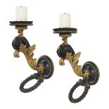 Pair of Large Parcel-Gilt Sconces