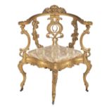 Italian Carved Giltwood Corner Chair