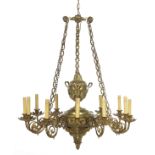 Impressive William IV-Style Gilt-Brass Chandelier