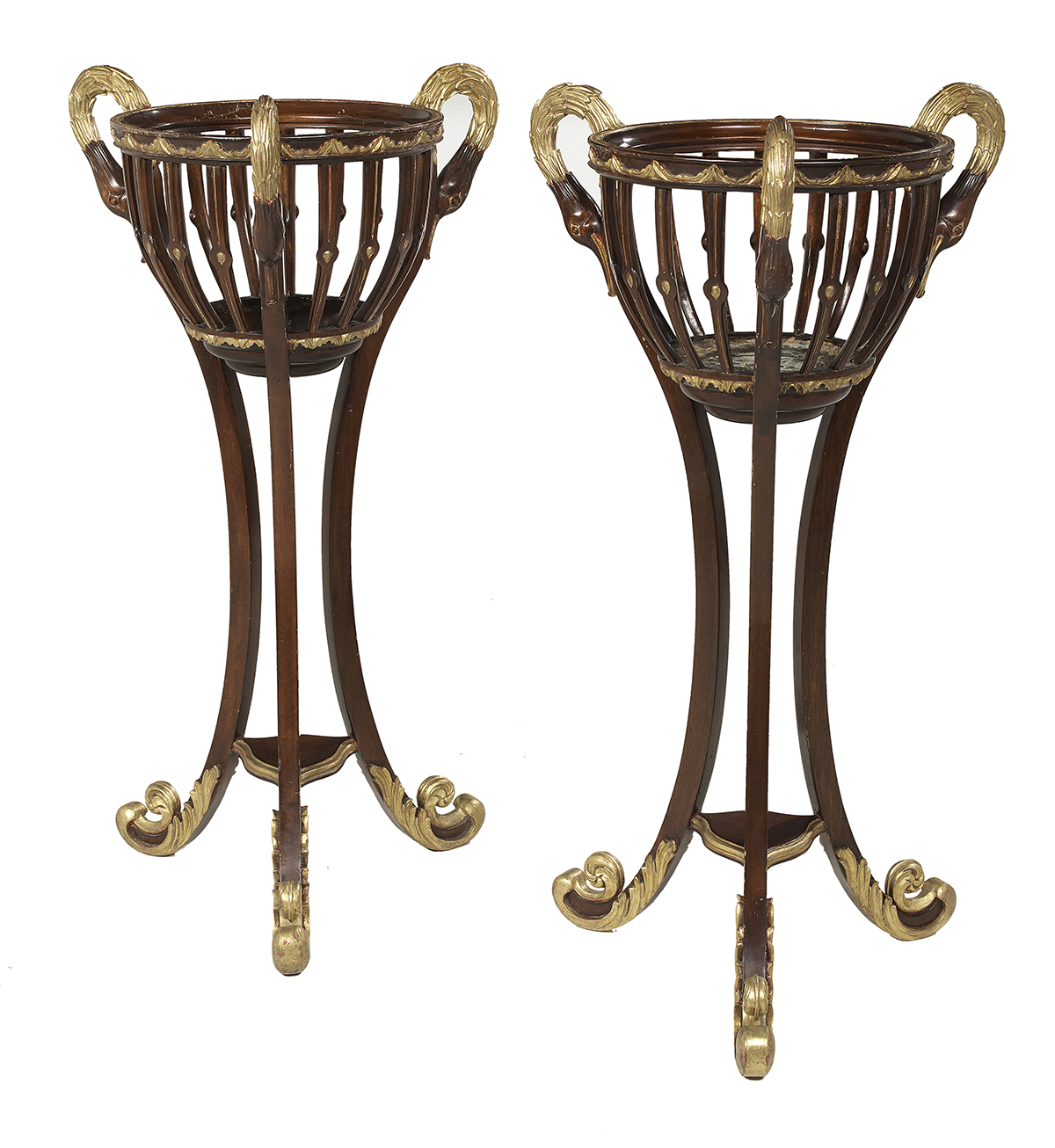 Pair of Parcel-Gilt Mahogany Jardinieres