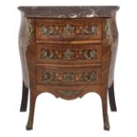 Regence-Style Marquetry-Inlaid Marble-Top Commode