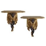 Pair of Italian Parcel-Gilt Blackamoor Brackets