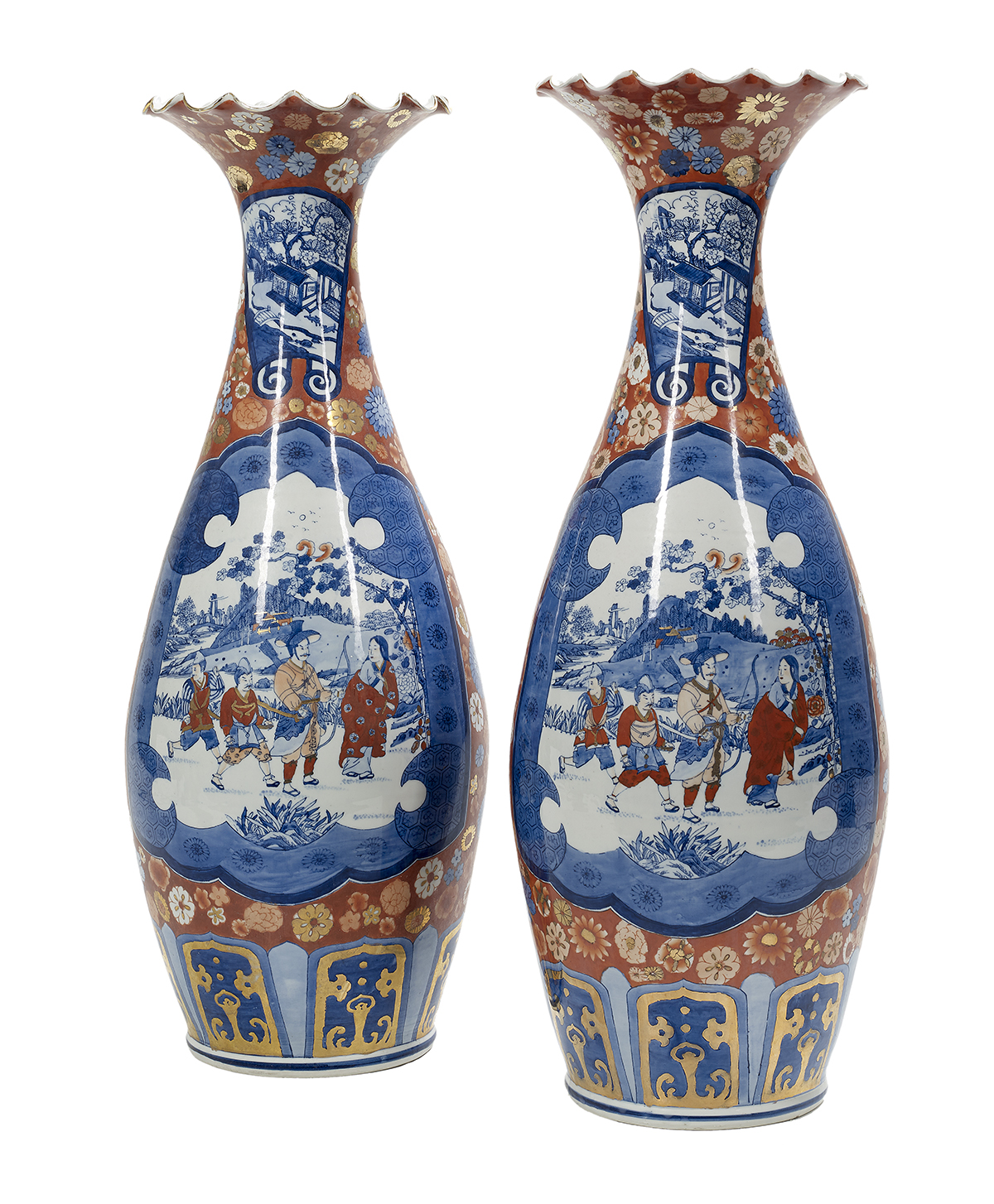 Pair of Japanese Kutani Porcelain Floor Vases - Image 2 of 2