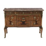 Louis XV/XVI Kingwood and Marble-Top Commode