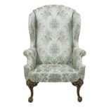 George II-Style Parcel-Gilt Mahogany Wing Chair